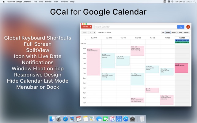 shortcut for google calendar for mac desktop